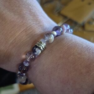 Sapphireskies Designs Sterling Super 7 and Tiffany Stone Stretch Bracelet SZ M/L